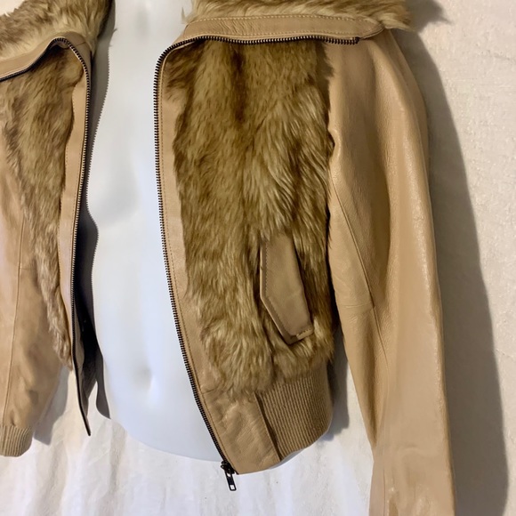 H&M Genuine Leather Faux Fur Jacket Sz 4 Sold Out! - Picture 2 of 9